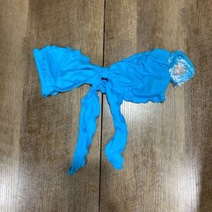 Blue Ruffle Bikini Top